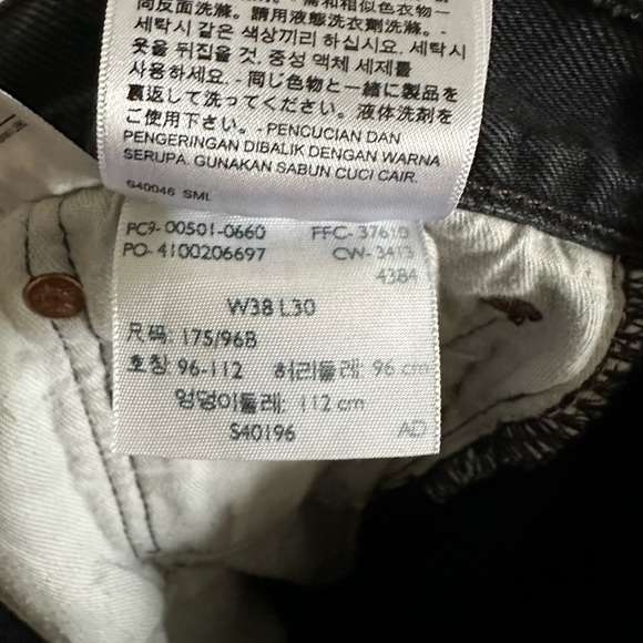 Levi Strauss Levi’s Black 501 Straight Leg Classic Denim Jeans Size 38X30 EUC - Picture 12 of 12